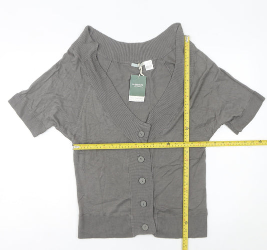 La Redoute Women’s Grey Short Sleeve V-Neck Cardigan Size 10/12