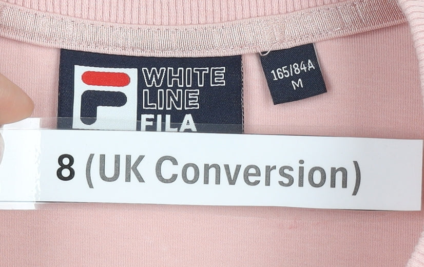 Fila Womens Pink Track Jacket Size 8 Graphic Print Full Zip