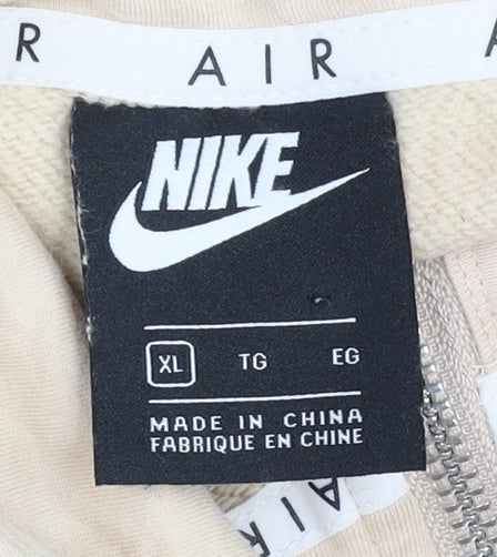 Nike Women’s Beige Full Zip Hoodie XL Cotton Blend Sportswear