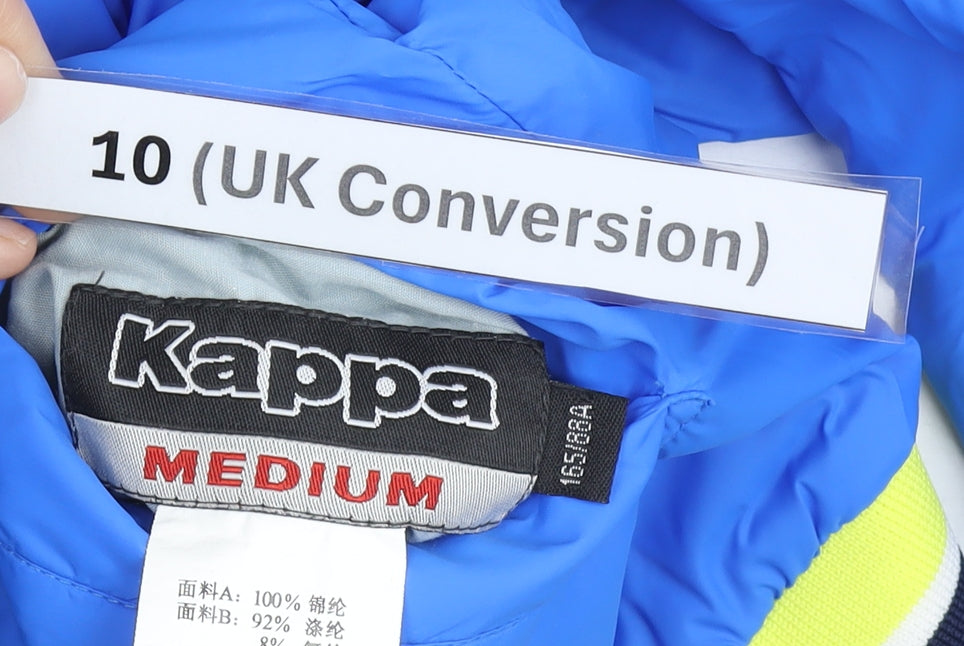 Kappa Womens Blue Varsity Jacket Size 10 Italy Sports Full Zip