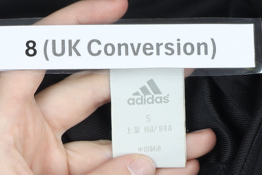 Adidas Womens Black Size 8 Track Jacket Slim Fit Full Zip