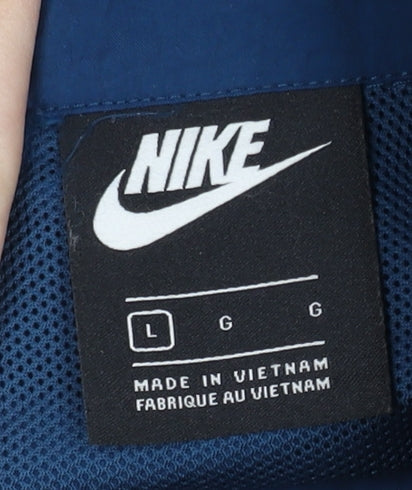 Nike Women’s Blue Track Jacket L Colourblock 1/2 Zip Lightweight