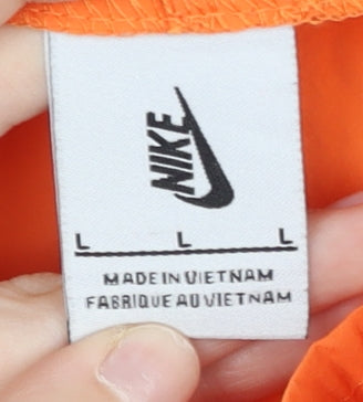 Nike Womens Orange L Windbreaker Jacket Short Sleeve Hooded
