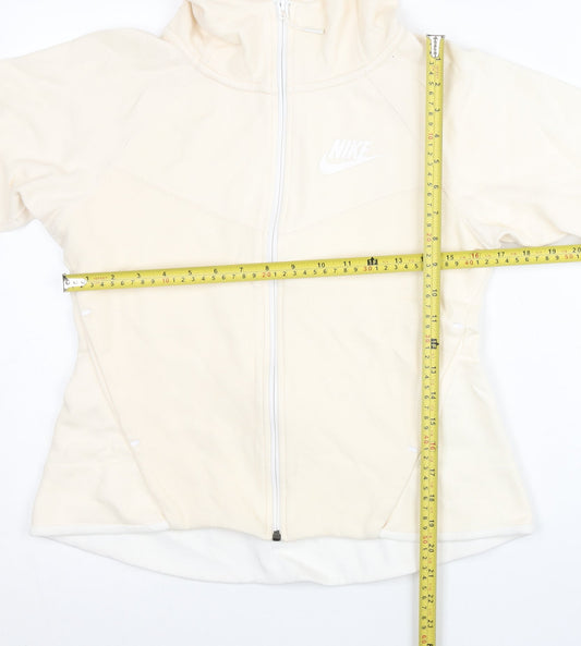 Nike Women’s Beige Full Zip Hoodie Size M Hooded Sportswear