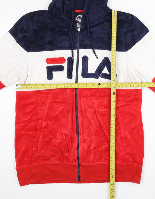 Fila Women’s Blue Red White Full Zip Hoodie M Regular Fit Logo Sportswear