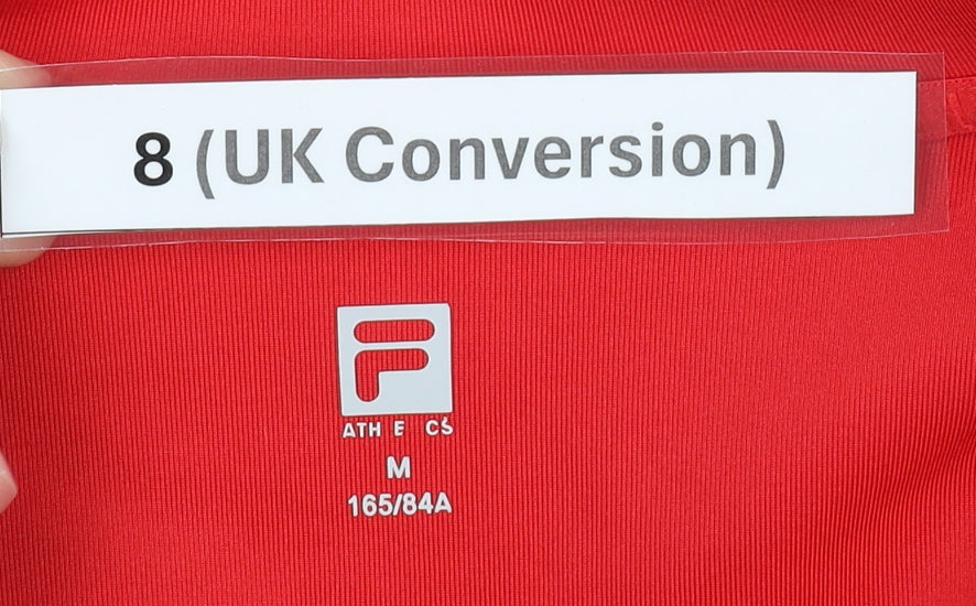 Fila Womens Red Full Zip Hoodie Size 8 UK Sports Sweatshirt