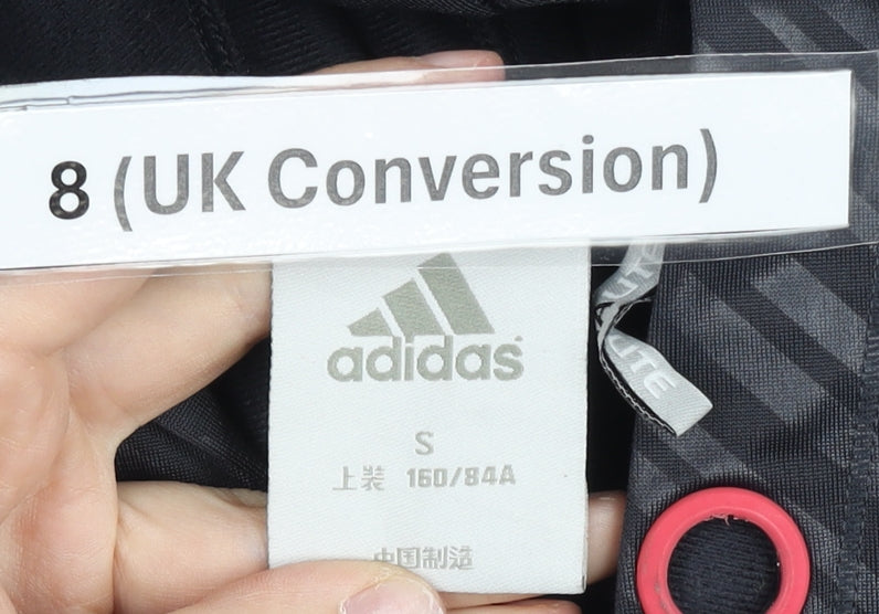 Adidas Womens Black Size 8 Full Zip Hoodie Sweatshirt Polyester