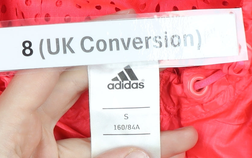 Adidas Womens Pink Windbreaker Jacket Size 8 Hooded Lightweight