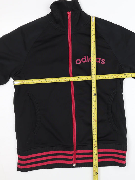 Adidas Womens Black Size 12 Track Jacket Full Zip Sports Top