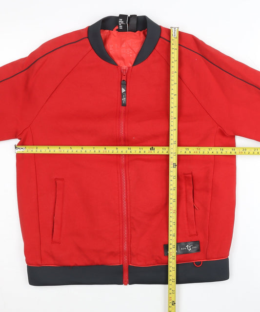 Adidas Womens Red Track Jacket UK 10 Full Zip Sportswear