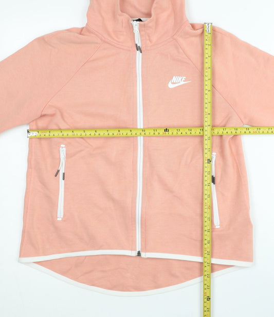 Nike Women’s Pink Full Zip Hoodie Jacket M Cotton Blend Sportswear