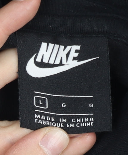 Nike Women Black Full Zip Hoodie L Sportswear Logo Jacket