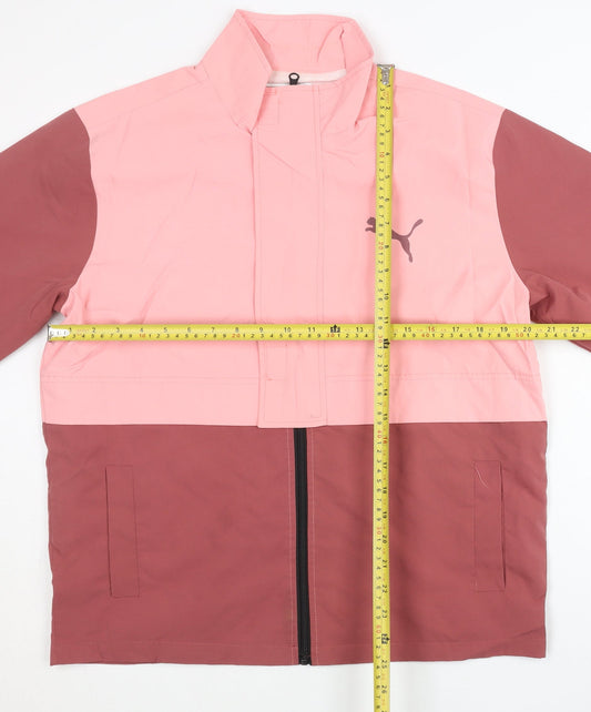 Puma Women’s Pink Red Track Jacket M Cotton Full Zip Colourblock
