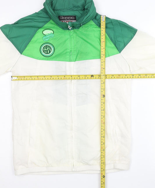 Kappa Womens Green White Size 12 Windbreaker Jacket Lightweight