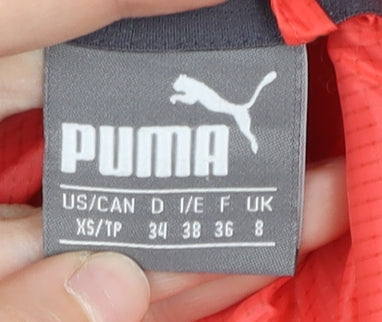 Additional view of Puma women’s red windbreaker jacket, size UK 8, hooded reflective