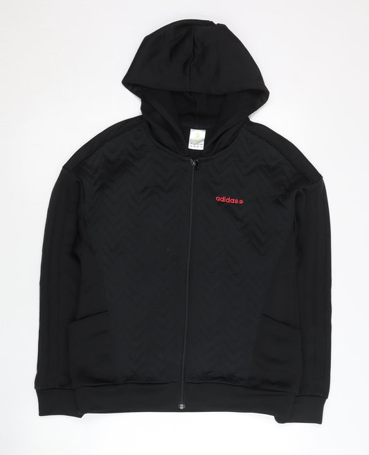 Additional front view of Adidas Women’s Black Full Zip Hoodie Jacket M Quilted Sportswear