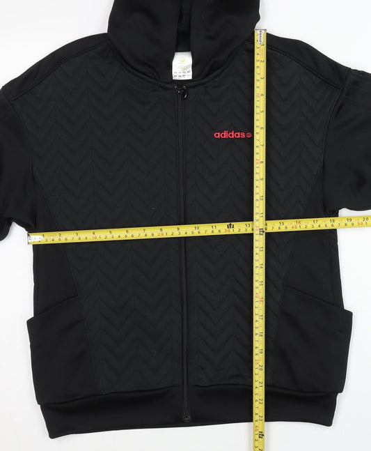 Adidas Women’s Black Full Zip Hoodie Jacket M Quilted Sportswear