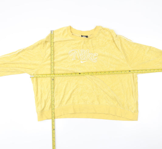 Nike Women Yellow Relaxed Fit Logo Pullover Sweatshirt Size 18
