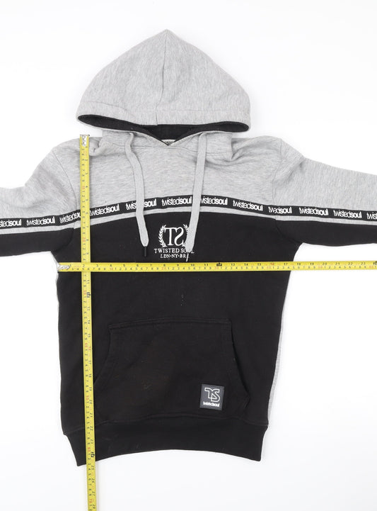 Twisted Soul Men's Grey Black Pullover Hoodie Size S Logo Graphic