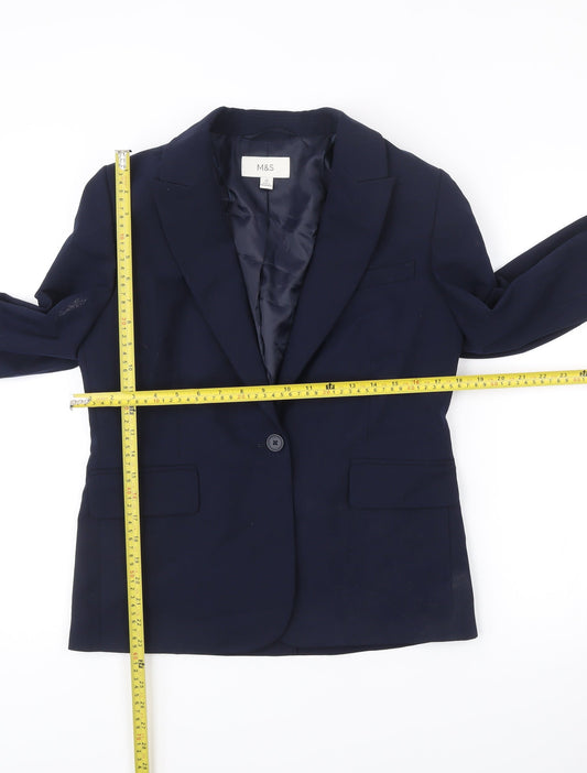 Marks and Spencer Women’s Blue Blazer Jacket Size 10 Regular Notch Lapel