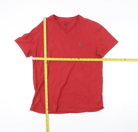 Ralph Lauren Men’s Red V-Neck Cotton T-Shirt Size S