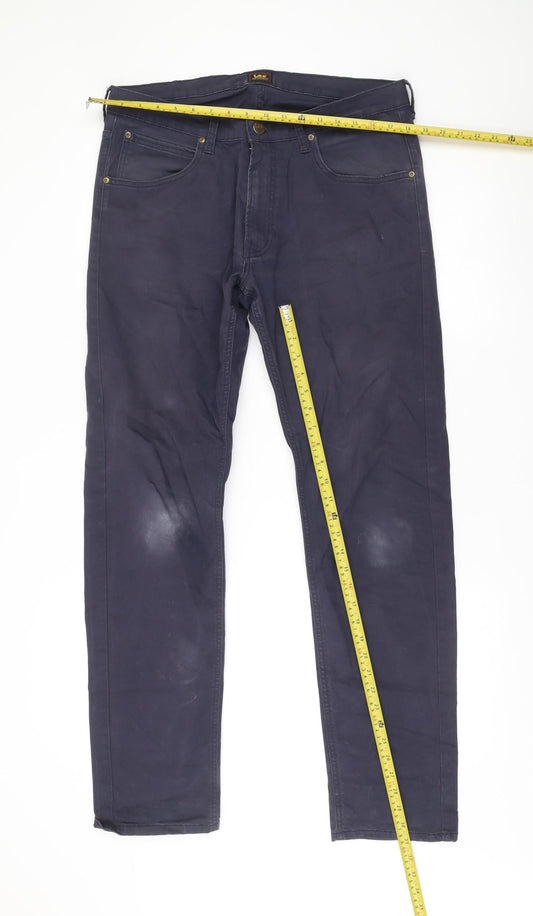 Lee Men’s Blue Chino Daren Zip Fly Trousers W34 L32 Regular Fit