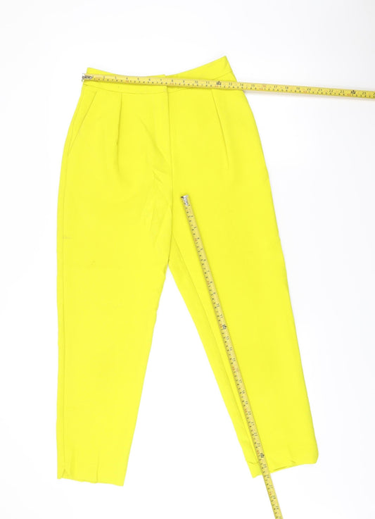 Topshop Women Yellow Slim Tapered Trousers UK 6 Polyester Blend