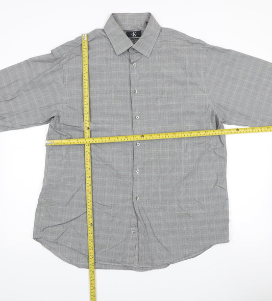 Mens UK Collar Size 16 Calvin Klein Smart Grey Dress Shirt