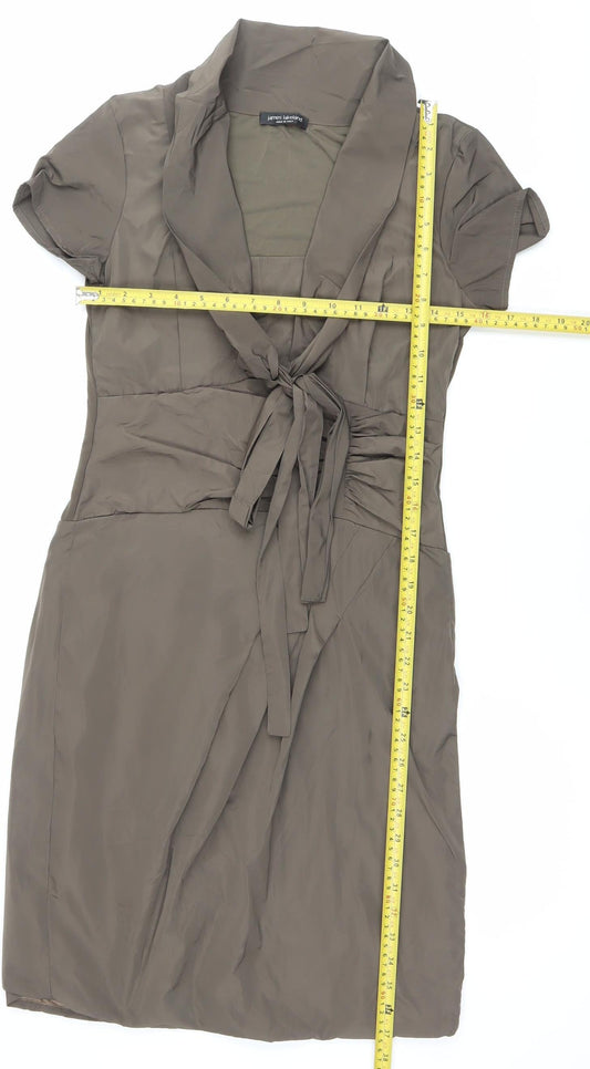 James Lakeland Womens Brown Knee Length Wrap Dress Size 14