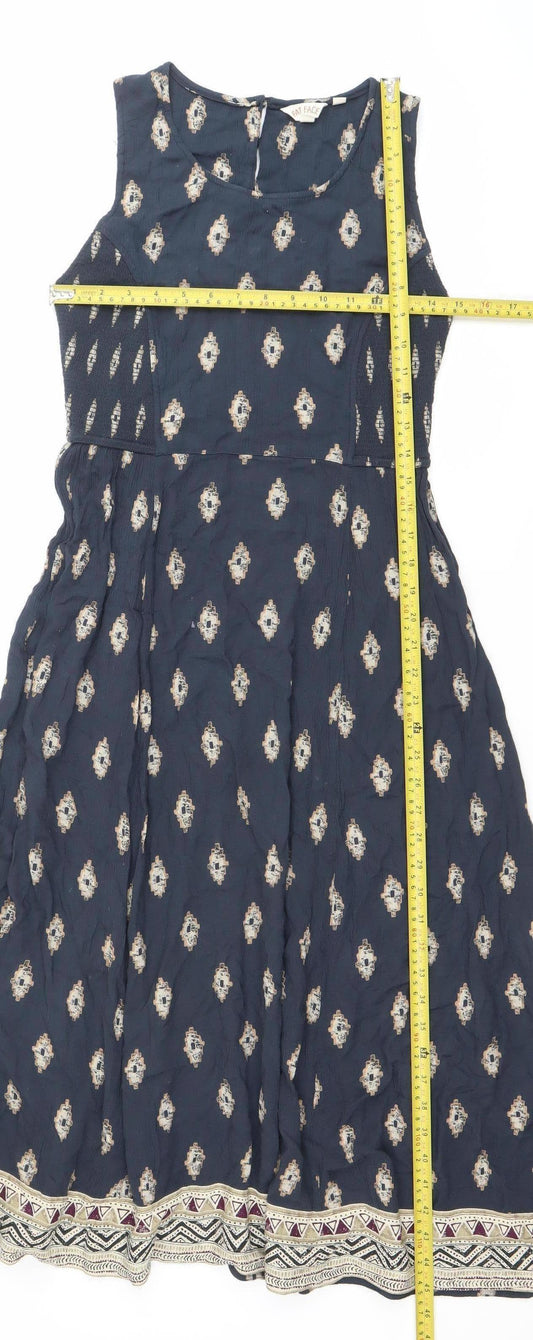 Fat Face Women’s Blue Sleeveless A-Line Knee Length Dress UK 8