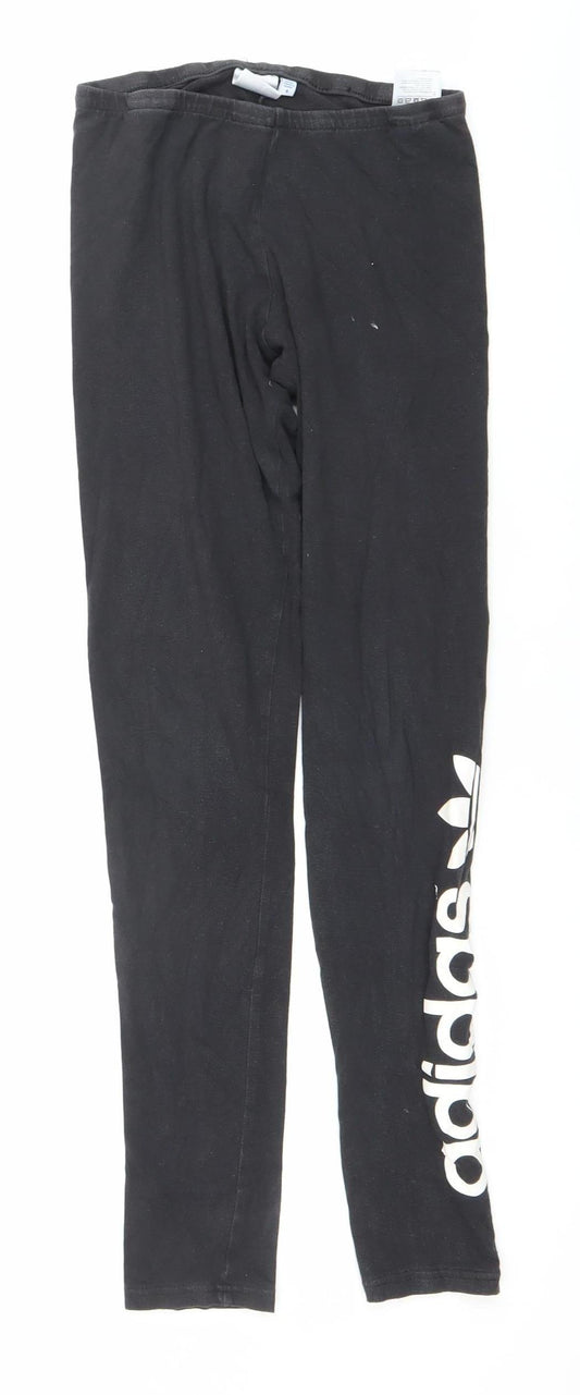 Adidas Womens Black Leggings Size 8 Slim Fit Cotton Elastane