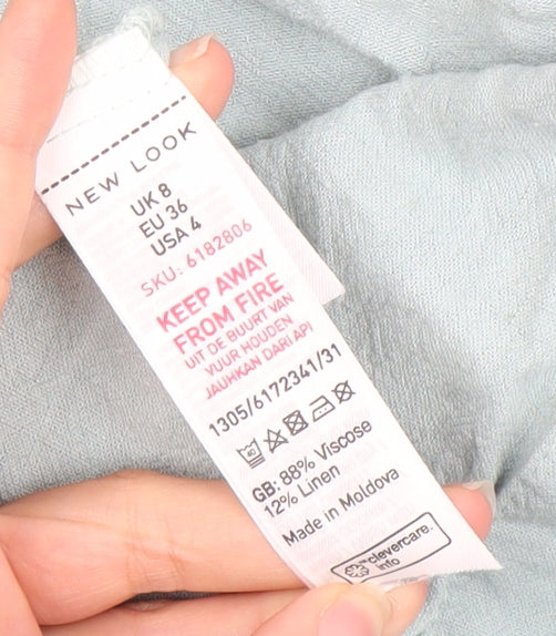 New Look Women Blue Linen Blend Knee Length Skirt UK 8