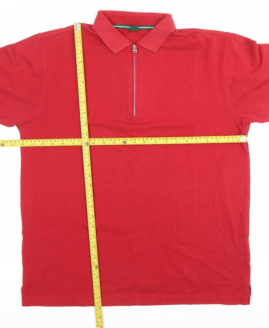 Hugo Boss Men’s Red Polo Shirt XL Cotton 1/4 Zip Short Sleeve
