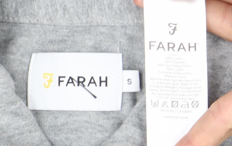 Farah Men's Grey Cotton Polo Shirt S Short Sleeve Casual