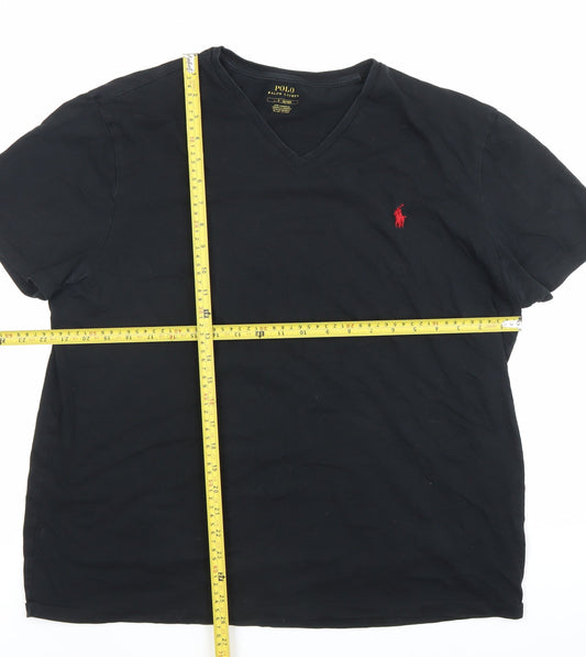 Ralph Lauren Men’s Black V-Neck Cotton T-Shirt Size L Regular Fit