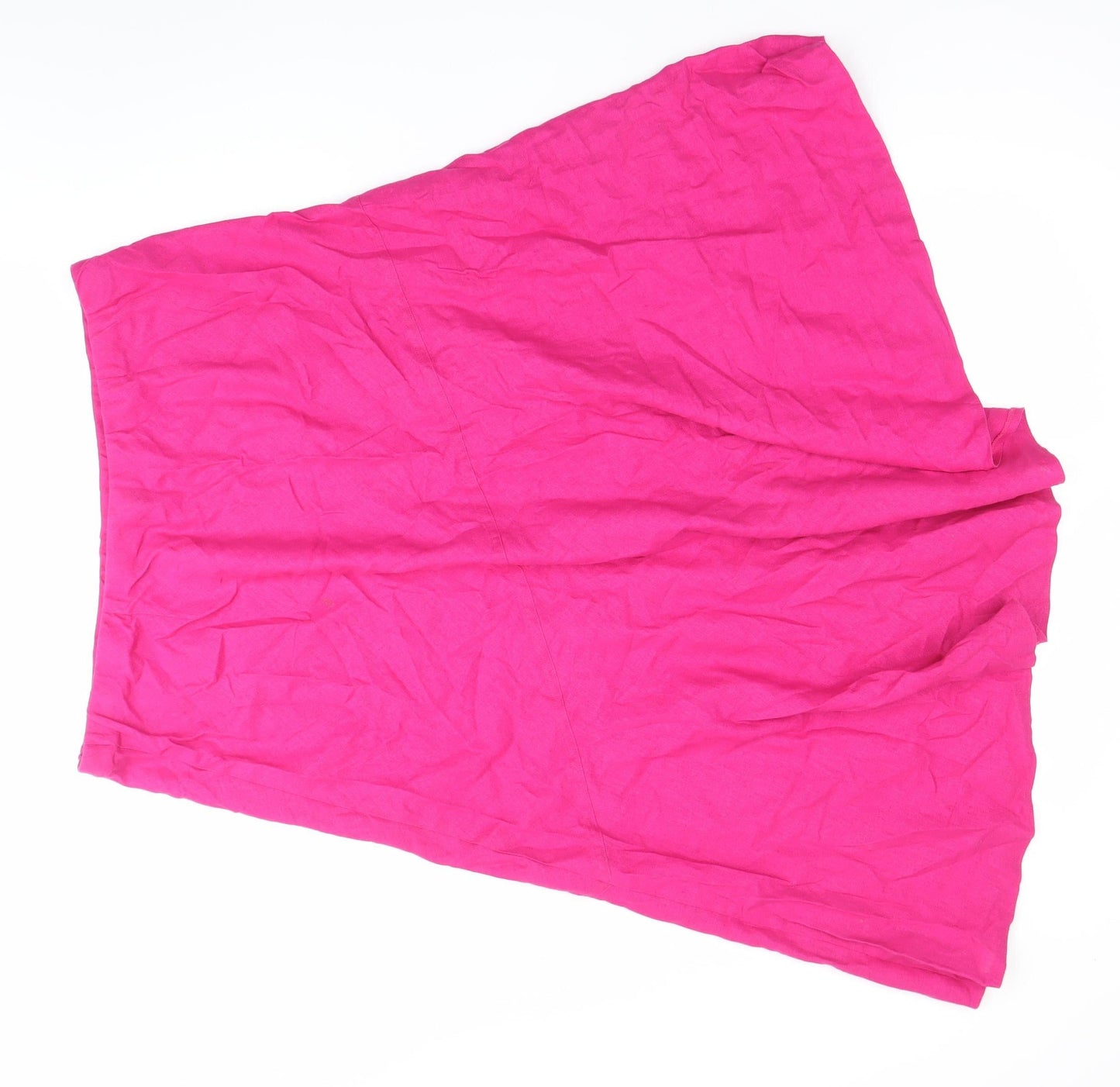 BHS Women’s Pink Linen Blend A-Line Midi Skirt Size 18