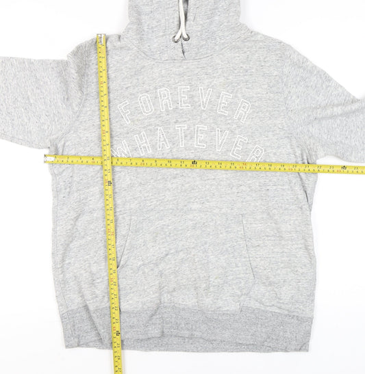 H&M Womens Grey Hoodie Sweatshirt L Graphic Print Pullover