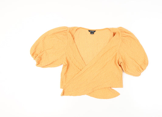 Womens UK Size S Monki Orange Wrap Blouse