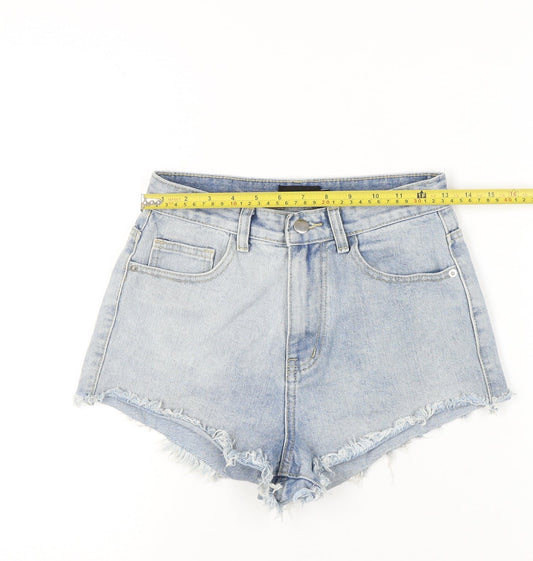 PrettyLittleThing Women Blue Size 8 High Rise Cut-Off Denim Shorts