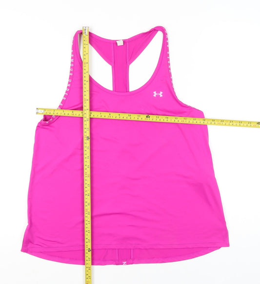 Under Armour Womens Pink Racerback Tank Top L Loose Fit Activewear