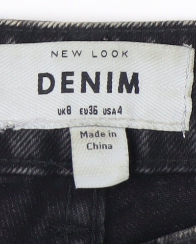 New Look Women’s Black Acid Wash Denim Cut-Off Shorts UK 8