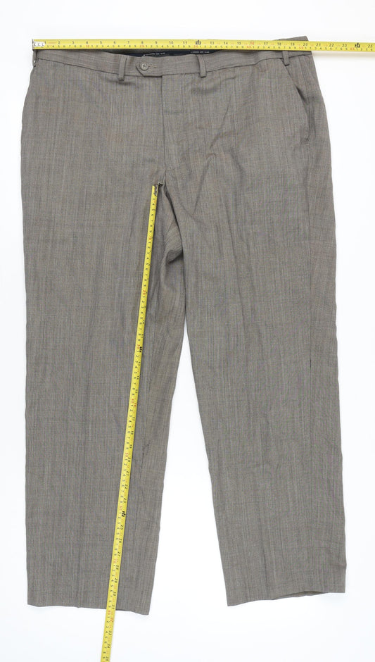 Mens Grey Wool Blend Dress Pants Trousers Size 42 Regular