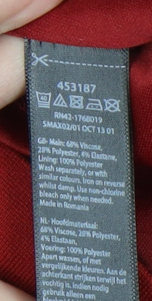 Monsoon Women’s Red Sheath Dress Size 14 V-Neck Half Sleeve Knee Length Stretch