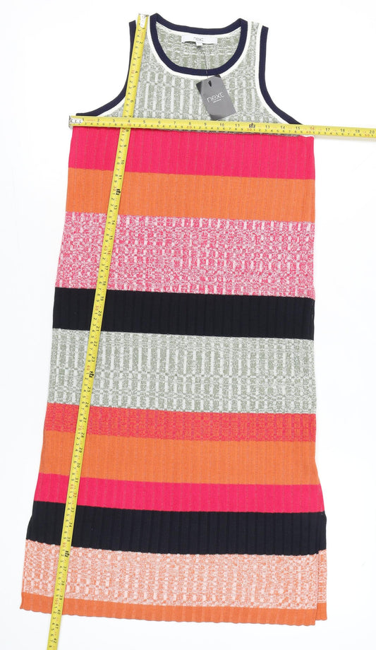 Next Women’s Multicoloured Striped Knit Tank Dress Size 12 Midi