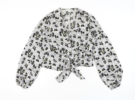 Womens UK Size 10 Topshop Black Wrap Blouse