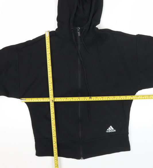 Adidas Womens Black Full Zip Hoodie Size 8 Activewear Gym Jacket