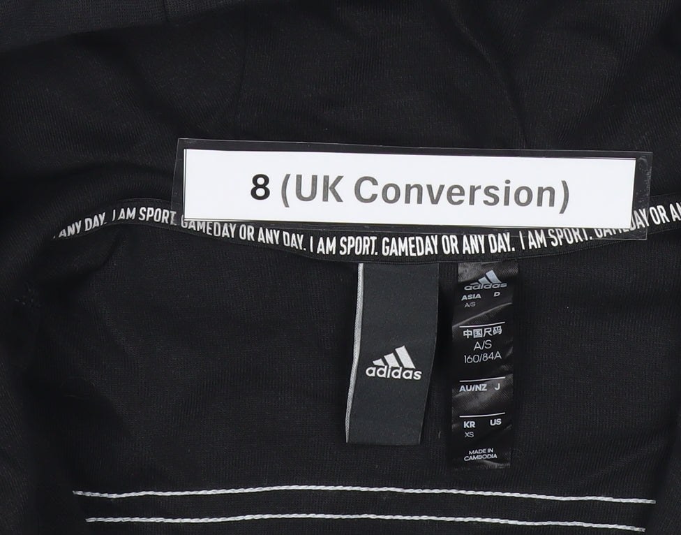 Adidas Womens Black Full Zip Hoodie Size 8 Activewear Gym Jacket