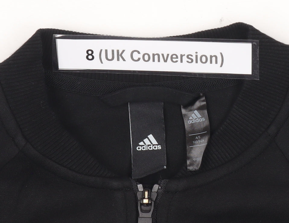 Adidas Women’s Black Track Jacket Size 8 Full Zip Sportswear