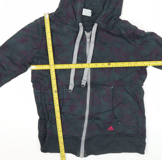 Adidas Womens Black Camouflage Full Zip Hoodie Size 12 UK
