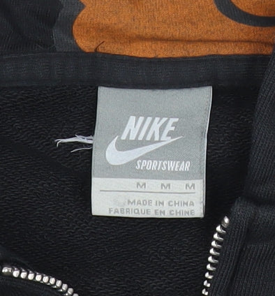 Nike Womens Black Full Zip Hoodie Size M Graphic Logo Sportswear